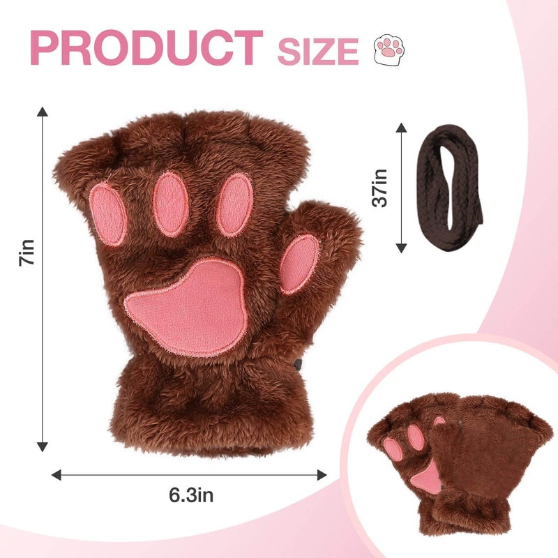 Tiny Chou Cat Paw Gloves for Cosplay Party Halloween Costume Accessories, Winter Fingerless Warm Gloves for Women Girls - Image 3